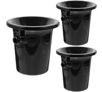 OFFIGAM Cubo de Hielo Negro para Cata de Vino Asas Dobles, Cubitera Redonda de Plástico PP Resistente, Juego de 3 Piezas para Bar y Fiestas de Degustación