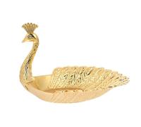 OFFIGAM Cuenco Decorativo de Frutas de Aleación Dorada con Diseño de Pavo, Almacenamiento Funcional para Artículos de Decoración Hogar y Sala