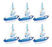 OFFIGAM de Embarcaciones Pequeñas en Tablero de Densidad Juego de 6 Piezas de Estilo Mediterráneo para Decoración Elegante Color Aleatorio de Dormitorio y Hogar
