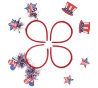 OFFIGAM Diademas Día Independencia 4 Piezas, Aros Pelo de Fiesta Estrellas y Corazones, Accesorios Decorativos Patrióticos, Tocados Creativos para Reuniones y Estilo Estilo Aleatorio