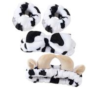 OFFIGAM Diademas para Maquillaje Estampado de Vaca y Lazo, Set de 3 Unidades, Tamaño Estándar, Suaves y Ligeras para Mujeres, Ideales para Cuidado Facial y Spa, sin Deslizamiento