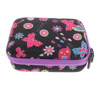 OFFIGAM Estuche de Viaje para Aceites Esenciales 15 Ranuras para Botellas de 10 Ml, Bolsa Organizadora Portátil Diseño Antichoque, Cierre Morado y Estampado Negra, Adecuado para