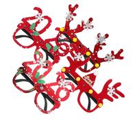 OFFIGAM Gafas de Reno Navideñas con Luces Led, 4 Piezas, Monturas con Purpurina 2026, Accesorios para Fiesta y Fotomatón, Gorro Papá Noel y Astas para Celebraciones Festivas