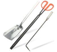 OFFIGAM Juego de Utensilios para Chimenea de Hierro y Plástico, Pala de Carbón Mango Largo y Atizador Ligero para Uso Hogar Diario