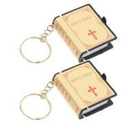 OFFIGAM Llavero Biblia Religiosa Miniatura de Metal Dorado 2 Piezas, Colgante de Libro para Decoración y Festival, Accesorio para Mochilas y Llaves, Obsequio Significativo para Eventos