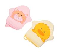 OFFIGAM Manopla De Baño Para Niño y Niña Diseño De Dibujos Animados, Suave y Práctica, Exfoliante Corporal Para Ducha, Material Seguro Para Piel Sensible, Pack 2 Unidades (patito y Gato)