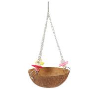 OFFIGAM Nido de Pájaros de Cáscara de Coco Natural para Exterior, Cama Colgante Marrón para Aves y Loros, Diseño Creativo para Uso Decorativo y Descanso Prolongado Color Color Aleatorio