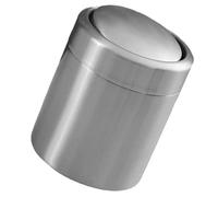 OFFIGAM Papelera de Escritorio de Acero Inoxidable Cepillado de 1,5 L con Tapa Abatible, Diseño Moderno y Compacto Adecuado para Oficina y Mesa de Centro