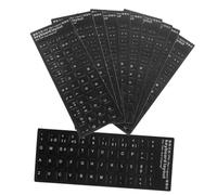 OFFIGAM Pegatinas para Teclado Portátil en Portugués, 10 Piezas, Fondo Negro Mate con Letras Blancas, Cubierta Protectora para Ordenador, Diseño Duradero y Fácil Aplicación