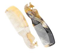 OFFIGAM Peines de Cuerno de Bueyo Diseño de para Masaje de Cuero Cabelludo, 2 Piezas, Previenen la Caída del Cabello y Alisan el Cabello Acabado Único Color Aleatorio Varios estilos