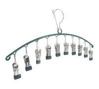 OFFIGAM Percha para Secar Ropa al Aire Libre Balcón, Resistente al Óxido, Acero Inoxidable y PP, 10 Clips Azul para Calcetines y Guantes Hogar