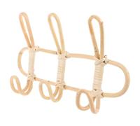 OFFIGAM Perchero de Pared de Ratán Natural 3 Ganchos, Colgador Tejido Manual para Dormitorio Vintage, Organizador Funcional para Ropa y Toallas, Decoración Rústica para Hogar