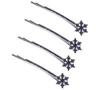 OFFIGAM Pinzas Cabello Copos de Nieve para Navidad, 4 Piezas de Aleación Azul, Accesorio Elegante para Peinados Festivos y Bodas