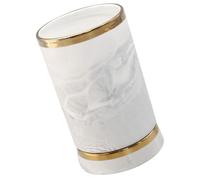 OFFIGAM Porta Utensilios de Cocina de Cerámica Acabado Mármol Gris y Borde Dorado, Organizador Compacto para Cubiertos y Palillos, Contenedor de Vajilla Funcional para Encimera