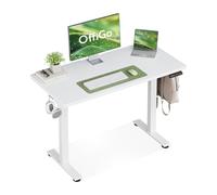 OffiGo Escritorio Elevable, 100 cm Escritorio Pequeño con 3 Memorias de Altura, Mesa Elevable Electrico para Estaciones de Trabajo en Casa, Mesa Ordenador Compacta para Espacios Pequeños, Blanco