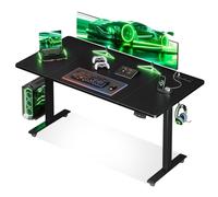 OffiGo Escritorio Elevable, 160x80cm Mesa Elevable Escritorio con Enchufes y Carga USB, Mesa Regulable Altura con 2 Memorias, Standing Desk para Oficina, Casa, Juegos, Negro