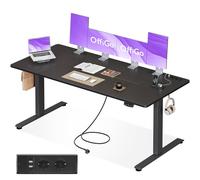 OffiGo Escritorio Elevable, 180x80cm Mesa Elevable Escritorio con Enchufes y Carga USB, Mesa Regulable Altura con 2 Memorias, Standing Desk para Oficina, Casa, Juegos, Negro