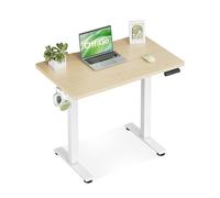 OffiGo Escritorio Elevable, 80 cm Escritorio Pequeño con 3 Memorias de Altura, Mesa Elevable Electrico para Estaciones de Trabajo en Casa, Mesa Ordenador Compacta para Espacios Pequeños, Beige