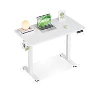OffiGo Escritorio Elevable, 90 cm Escritorio Pequeño con 3 Memorias de Altura, Mesa Elevable Electrico para Estaciones de Trabajo en Casa, Mesa Ordenador Compacta para Espacios Pequeños, Blanco