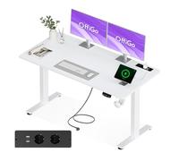 OffiGo Escritorio Elevable con Enchufes, 160 x 80 cm Mesa Elevable, Blanco