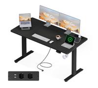 OffiGo Escritorio Elevable con Enchufes, 160 x 80 cm Mesa Elevable, Negro