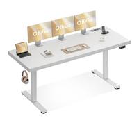OffiGo Escritorio Regulable en Altura 180 x 70 cm, Tablero de 35 mm, Escritorio Eléctrico con Toma de Corriente, Standing Desk con Patas en T Estables, Ergonomía Oficina, Gaming, Blanco