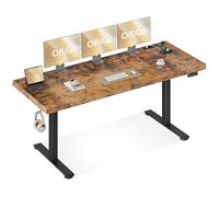 OffiGo Escritorio Regulable en Altura 180 x 70 cm, Tablero de 35 mm, Escritorio Eléctrico con Toma de Corriente, Standing Desk con Patas en T Estables, Ergonomía Oficina, Gaming, Marrón