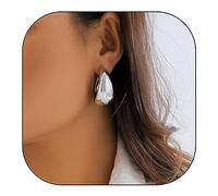 Offjeto Pendientes de aro gruesos de oro para mujer, chapados en oro real de 14 quilates, ligeros, hipoalergénicos, joyería de moda, aretes de aro gruesos de oro para mujeres y niñas, Cobre, Sin