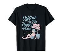 Offline Is My Happy Place Vaporwave Anime Gráfico Camiseta