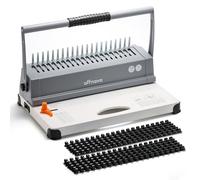 OFFNOVA Bindemaschine 21-Loch 450 Blatt Bindegerät, Spiralbindung Buchbinder Maschine con Starter Kit Kamm Bindung Stacheln, para documentos diarios de oficina