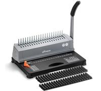 OFFNOVA - Máquina encuadernadora de 21 agujeros para 450 hojas con punzón de papel, ideal para papel de tamaño carta/A4/A5, mango fácil de perforar, margen ajustable, color gris