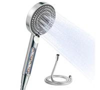 OFFO Alcachofa Ducha con Manguera de 1.6 m, Alcachofa de Ducha con Filtro Antical, Cabezal Ducha Alta Presion con 6 Modos de Chorro, Shower Head Filtración Múltiple, Fácil de Limpiar, Cromo