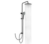 OFFO Columna Ducha sin Grifo de Altura Ajustable,25cm Ducha de Lluvia Redonda,Con Flexo Ducha 1,6m,Negro
