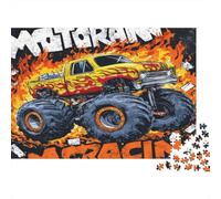 Offroad Truck-Flame Design Style Puzzle for Adults & Age 14 Up Monster Truck on Fire Fun Present & Activity for Home Gift 38x26cm/1000pcs