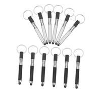 OFFSCH 12 Piezas Llaveros con Bolígrafo Táctil Capacitivo Portátil Diseño Mini y para Pantallas Táctiles de Tablets y Smartphones Bolígrafos con Punta Flexible y Tinta Color Negro y Plata