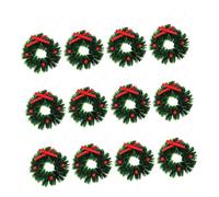 OFFSCH 12 Piezas Miniature Christmas Garland with Bow For Dollhouse Decoration Funny Baubles Tiny Hanging Ornaments For Festive Scene Crafting