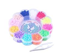 OFFSCH 1200 Piezas Kit Cuentas para Planchar Colores Forma de Flor con Tablero y Pinzas DIY para Manualidades y Creativas