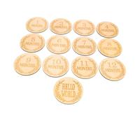 OFFSCH 13 piezas Tarjetas de Madera para Bebés Accesorios Mensuales de Crecimiento Carteles de Infantiles para Fotos de de Primer Año de Recién Nacidos