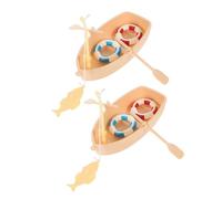 OFFSCH 2 Juegos Micro Beach Style Doll House Fishing Boat Miniature Life Buoy Paddle Ornaments Mini House Beach Decoration Accessories Highly Simulated Summer Scene Models