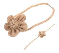 OFFSCH 2 Piezas de Alzapaños Magnéticos para Cortinas Flores, Cuerda de Algodón y Lino, Práctico Soporte para Estabilizar Cortinas en Dormitorio y Comedor
