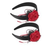 OFFSCH 2 Piezas Diademas Góticas de Rosas Artificiales para Halloween Accesorios Cómodos y Ligeros para Disfraces de Novia Fantasma y Cosplay de Fiesta