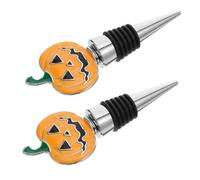 OFFSCH 2 Piezas Tapones para Botellas con Diseño de Calabaza Tapones de Vino de Aleación de Zinc Herméticos para Halloween y Uso Bar y Hogar