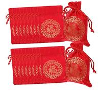 OFFSCH 20 Piezas Bolsas Cordón para Regalo Bolsitas de Almacenaje de Seda para Joyas y Dulces Bolsas para Fiesta Año Diseño Cinco Fortunas