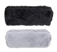 OFFSCH 2piezas Bolsa De Lápices con Cremallera De Peluche Octogonal De Negro Gris Organizador Ligero y Resistente para Escolar y Oficina