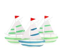 OFFSCH 3 Piezas de Barco de Vela Mediterránea Verde y Azul Decoración Náutica Elegante para Oficina y Sala Adorno de Escritorio con Oceánico para Marino y Decoración Marinera