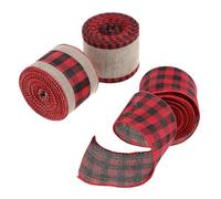 OFFSCH 3 Rollos De Encaje Navideño A Cuadros De Decoraciones Navideñas Cinta Navideña Cinta A Cuadros De Guinga Decorativa Para Navidad De Arpillera