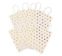 OFFSCH 30 Piezas Kraft con Asa y Diseño de Puntos Dorados Resistentes y Portátiles para Envolver Dulces Organizar Pequeños Objetos y Fiestas Pack de Unidades