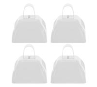 OFFSCH 4 Cencerros Metálicos Ruidosos de 3 Pulgadas con Mango de Color Claro Campanas Fuertes y Alegres para Partidos de Fútbol, Eventos Deportivos, Bodas y Fiestas Generadores de Ruido