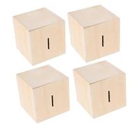 OFFSCH 4 Piezas Alcancías de Madera sin Terminar para Huchas Cuadradas DIY para Ahorrar Dinero Cajas de Ahorro Decorativas y Educativas para Pintar Infantiles para Fomentar el del Ahorro
