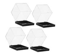 OFFSCH 4 Piezas Caja de Exhibición de Especímenes Minerales Caja de Cristal Cuadrada Transparente con Base para Almacenamiento de Gemas para Minerales